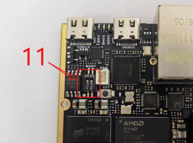 BOOT switch set to 1 1 for JTAG mode