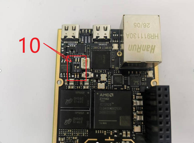 BOOT switch set to 1 0 for QSPI flash boot